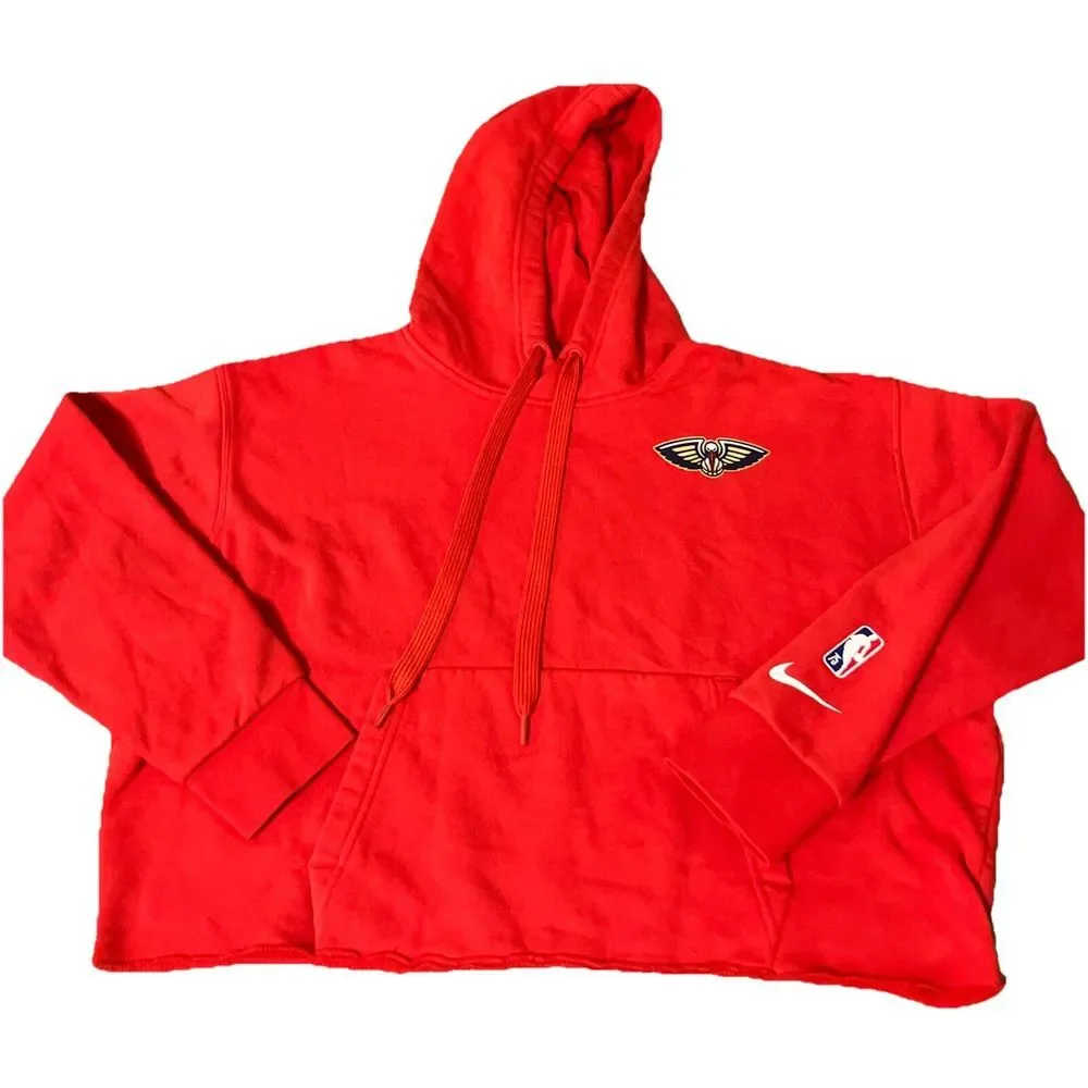 Nike NBA New Orleans Pelicans Red Cropped Hoodie Sweatshirt Womens Small 75th An